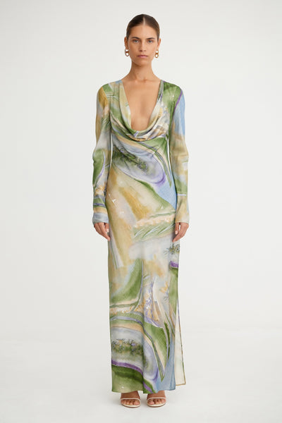 marble print long sleeve dress BIANCA LONG SLEEVE DRESS