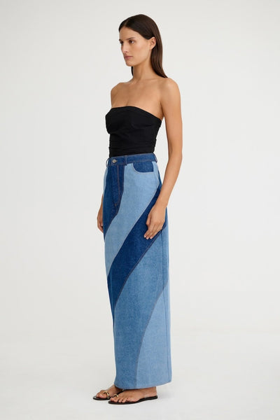 スカート musinsastandardwoman Women's Denim Maxi Skirt Deep Indigo MW Women's Denim midi skirt with slit | Blue | Diesel