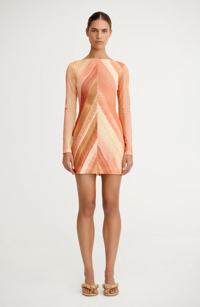 SO ONLINE AU Mattie Mini Dress, Sherbet Stripe AU16 US12 Printed Mesh