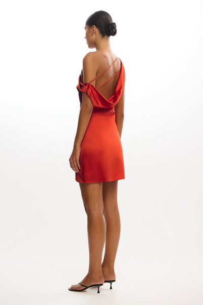 Becca One-Shoulder Mesh Mini Dress - Brown main image 1