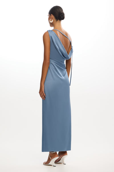 Alyssa Asymmetrical Maxi Dress in Iron Grey