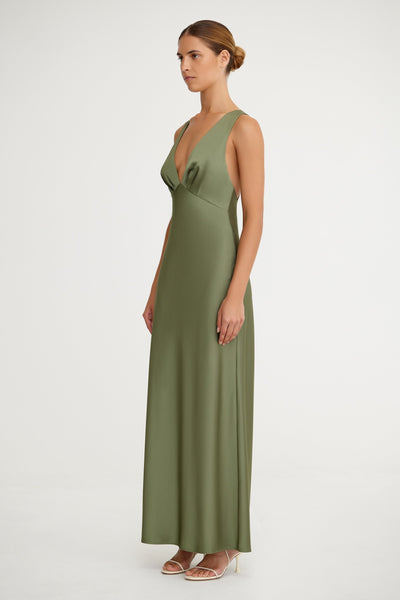 So Online AU Lucile Bias Maxi Dress, Pesto, AU12 US8 So Online AU Lucile Bias Maxi Dress, Pesto, AU12 US8