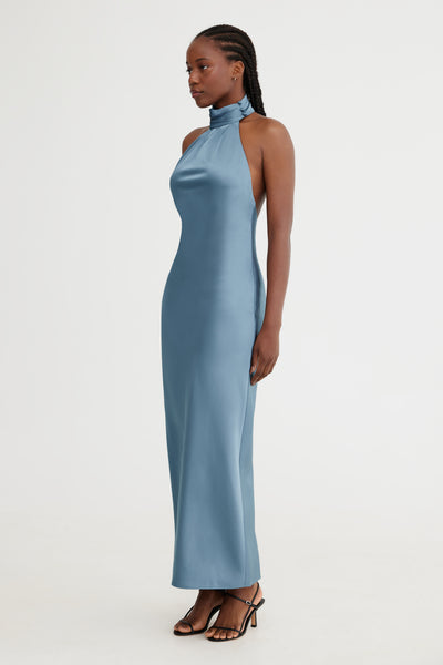 Baby blue clearance backless dress