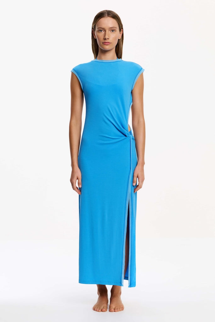 cerulean blue bridesmaid dress Tamlyn Cut Out Maxi in providing a good fit MALU TREVEJO TikTok Model dress in movie Color:Blue as Pictures
