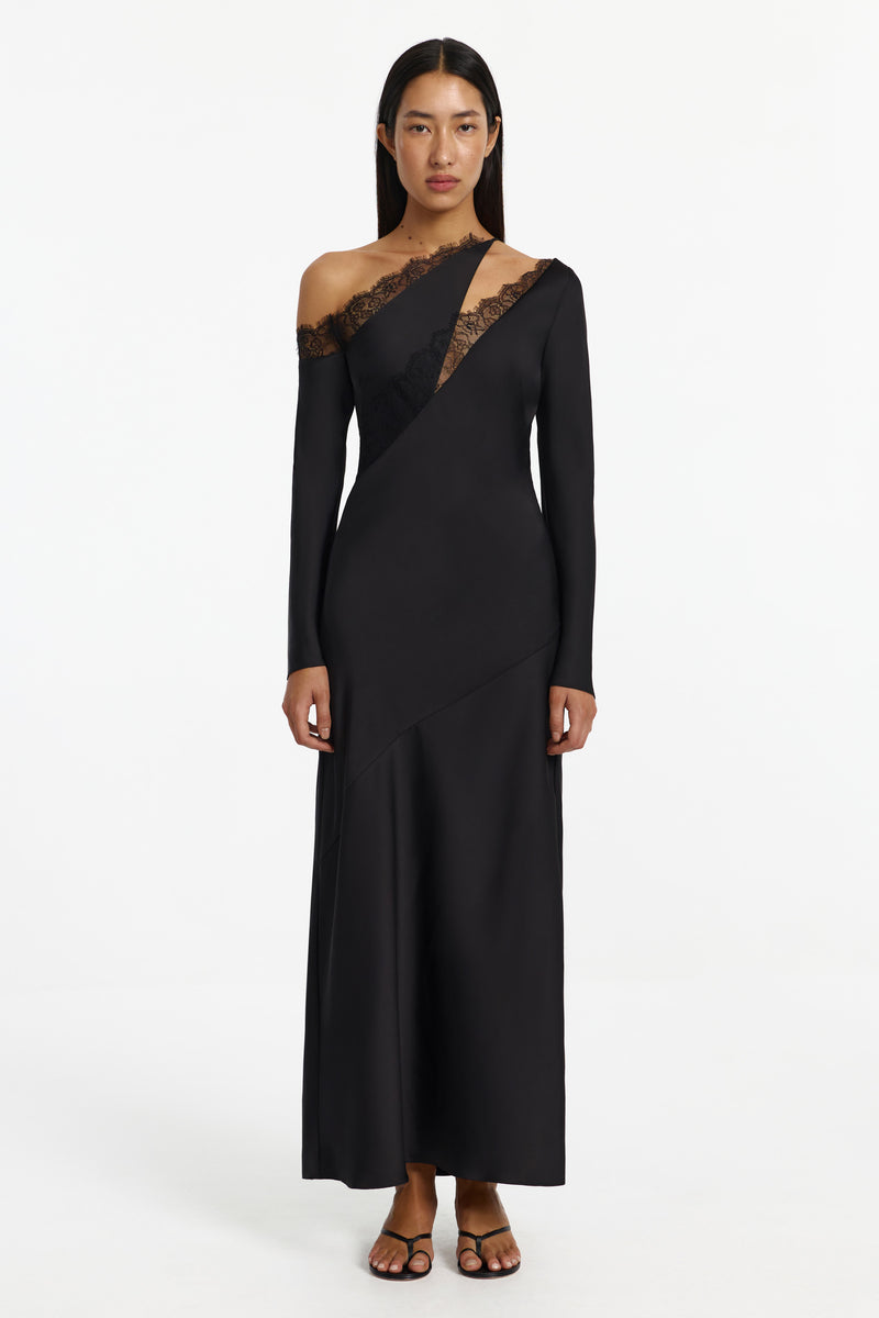 significant other long-sleeve cutout twist maxi dress Satin Long Sleeve Cutout Twist Maxi Dress