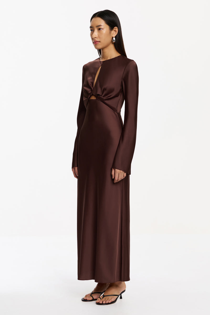 Molly Long Sleeve Midi Dress in Chocolate Brown Molly Long Sleeve Midi Dress in Chocolate Brown