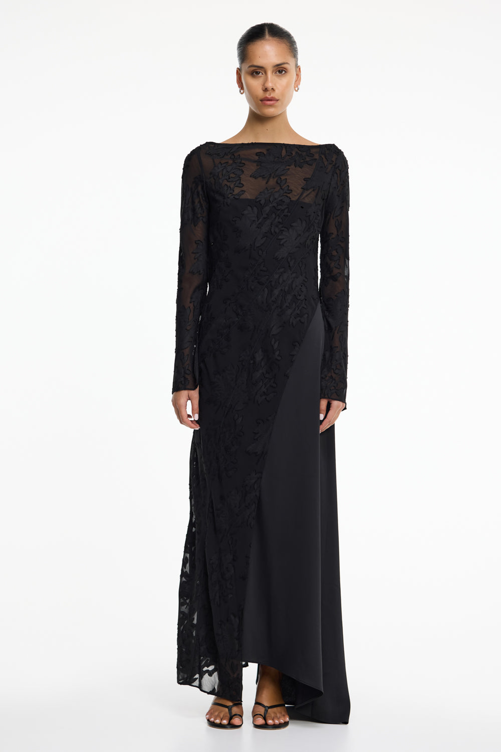 D1-SS260164D_POLA_LONG_SLEEVE_MAXI_DRESS-BLACK-1