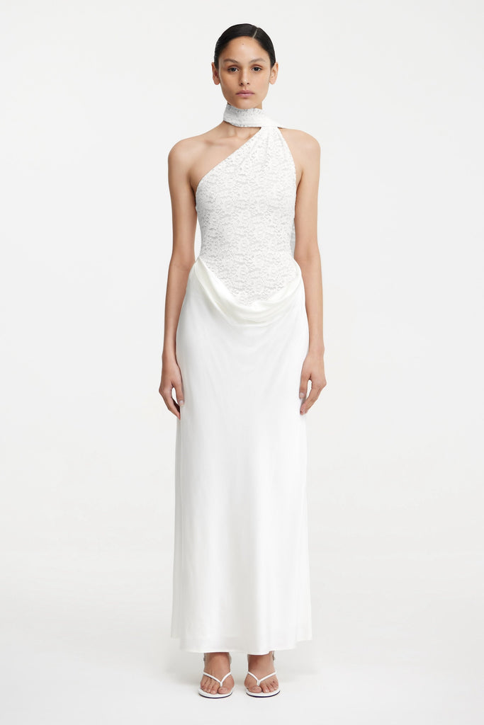 significant other sofiya strapless lace draped satin maxi dress Significant Other Sofiya Strapless Lace Draped Satin Maxi Dress