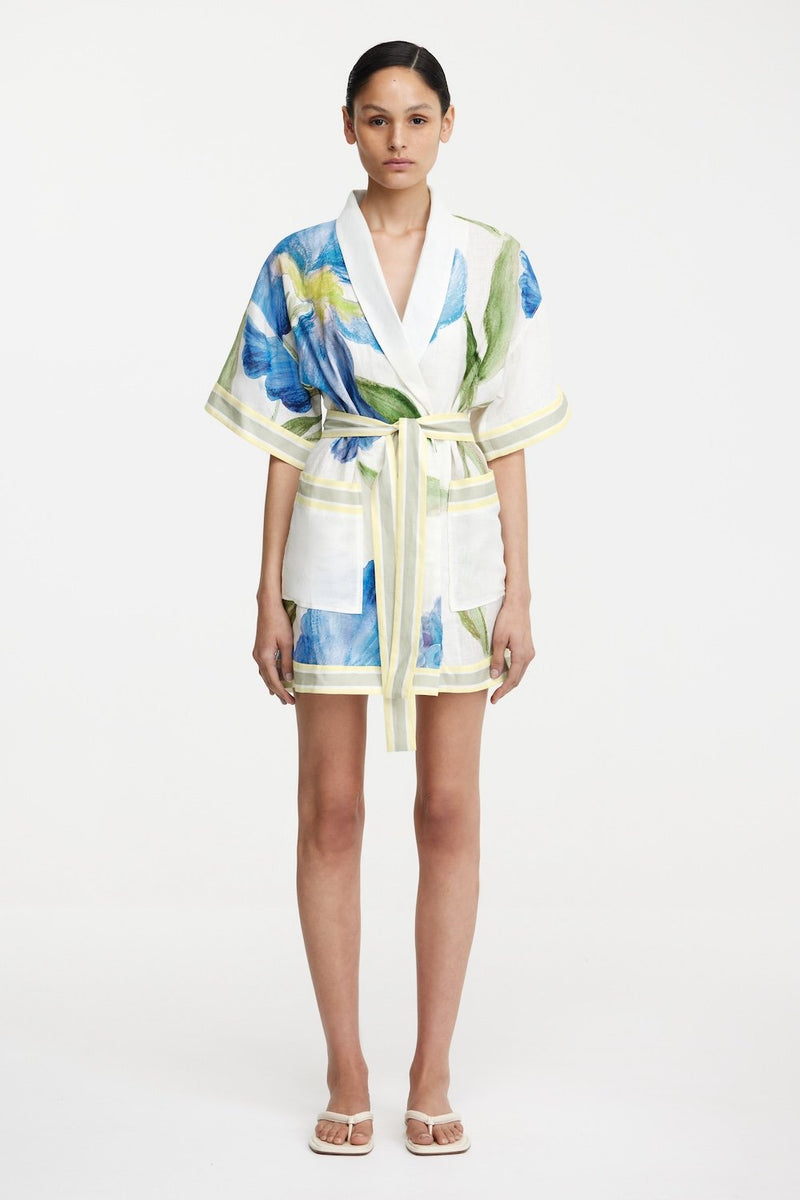 Significant Other Greer Wrap Dress In Iris Bouquet, Size 10 AU Significant Other Greer Wrap Dress In Iris Bouquet, Size 10 AU