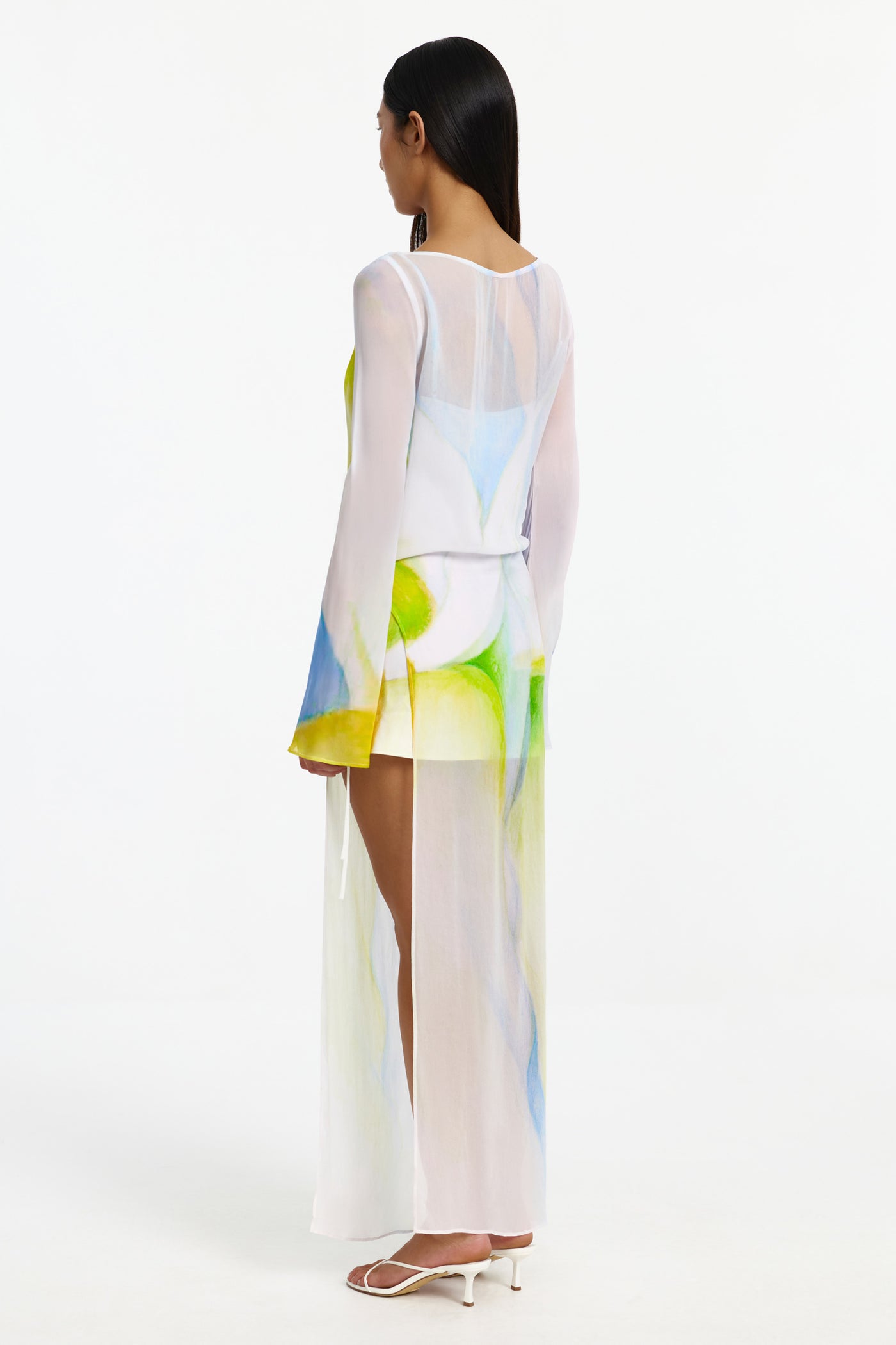 Milou Long Sleeve Sheer Maxi Dress in Ivory Milou Long Sleeve Sheer Maxi Dress in Ivory