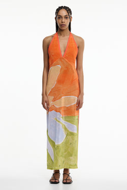 SO ONLINE AU Stamped Poppy Maxi Dress, AU8 US4, Cotton