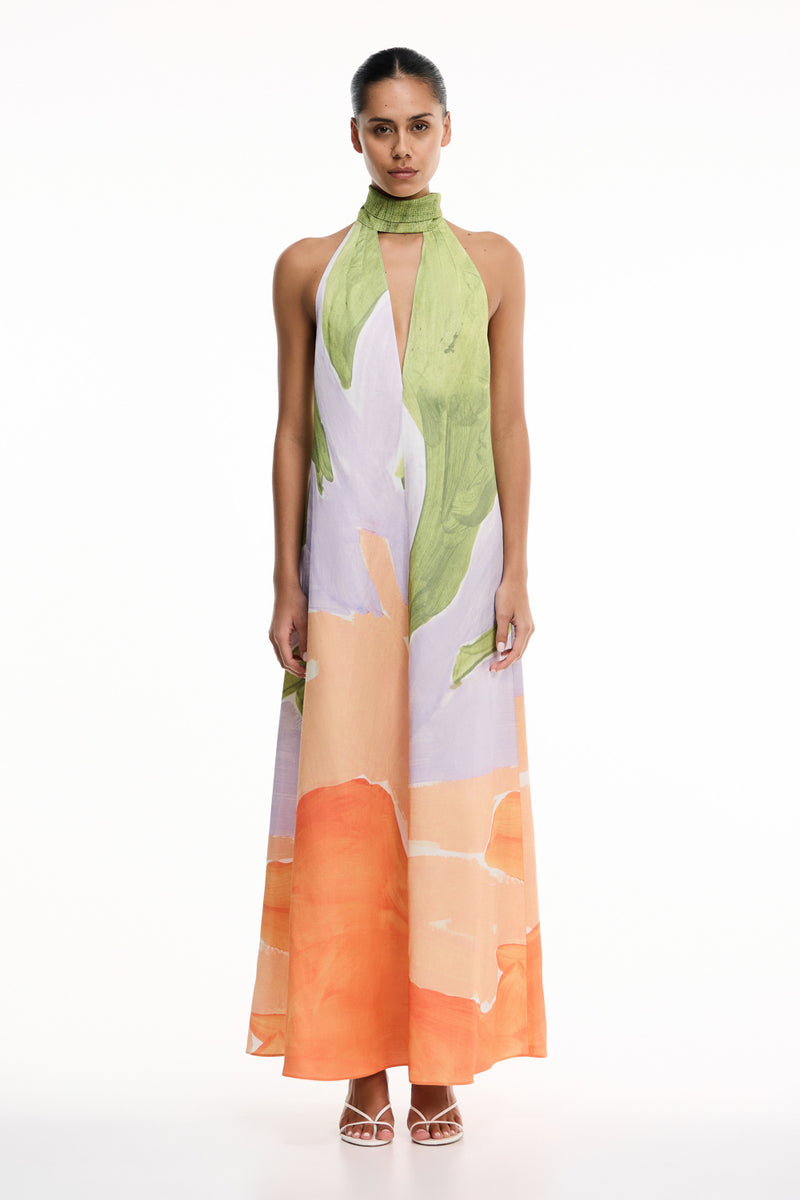 Malina Halter Maxi Dress in Floral Stamped Poppy – Significant Other