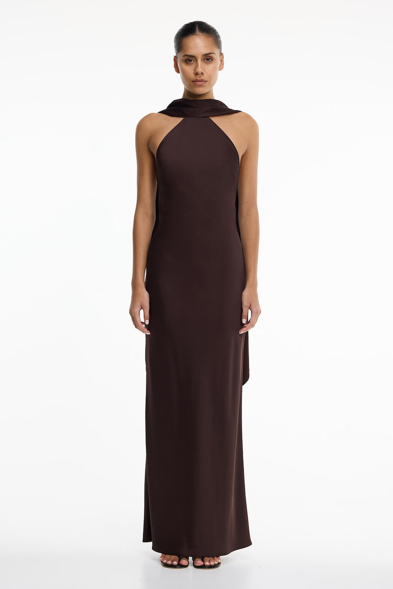SO ONLINE AU Lucile Halter Maxi Dress, Chocolate, AU16 US12 SO ONLINE AU Lucile Halter Maxi Dress, Chocolate, AU16 US12