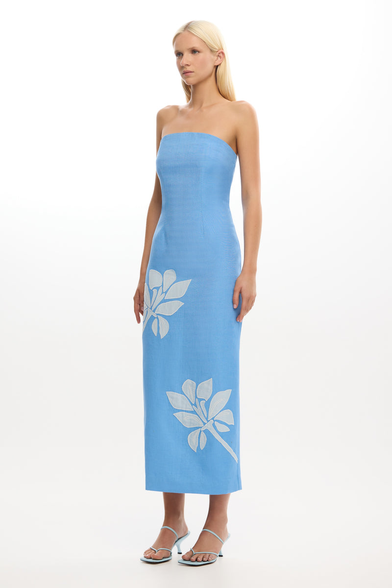 midi white cotton dress cerulean midi white cotton dress cerulean Blue and Ivory Print Midi Summer Dress with Buttons Ivory Blue