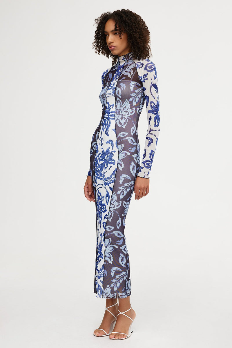 significant other jean mock neck mesh dress JEAN DRESS
