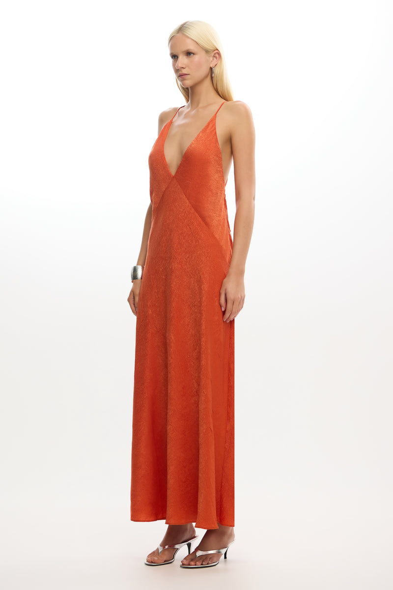 simpatico rust orange maxi dress Rust Orange Satin Maxi Dresses