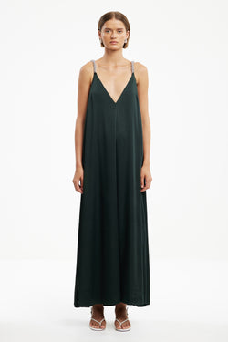 satin trapeze maxi dress Women's Selis Trapeze Neck Maxi Dress Amber Gold/Silver Sage XS/S/M/L/XL/XXL/Customize MEAN BLVD Silver Sage / XS