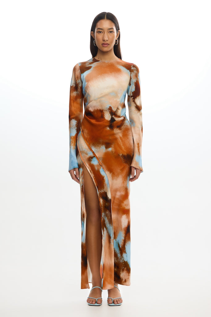 So Online AU Women's Long Sleeve Maxi Dress, Rust Haze, AU10 US6