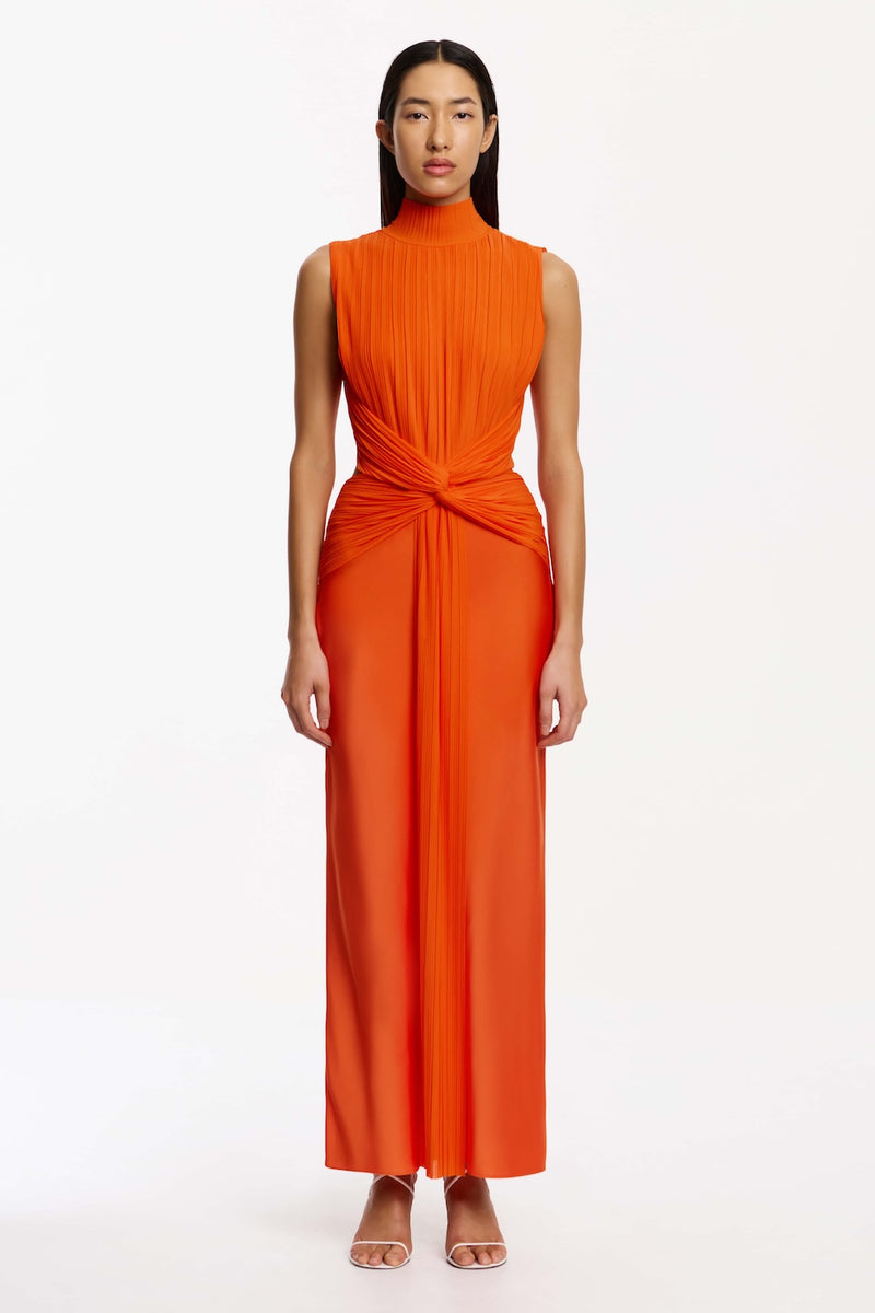 open lace back dress So Online AU Tangerine Pleated Jersey Gown for Women, AU14 US10