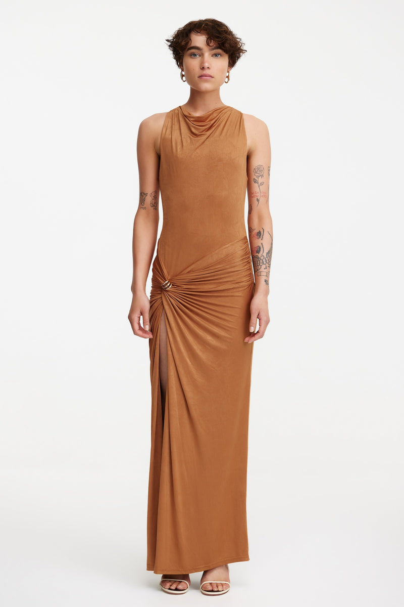 nala cowl neck satin dress Nala Cowl Neck Satin Dress