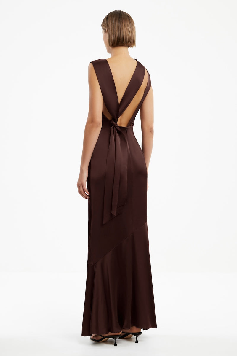Lana High Neck Maxi Dress in Chocolate Brown Lana High Neck Maxi Dress in Chocolate Brown