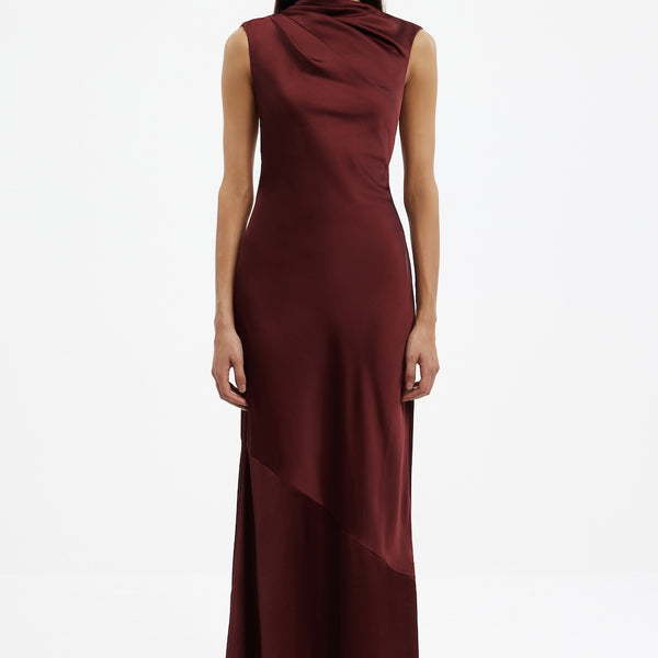 wine red bridesmaid dresses Long Slit Fitted Gown Wedding Party Burgun  Siaoryne satin chiffon 2 Dark Red Wine Bridesmaid Dresses