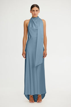 SO ONLINE AU Adriana Halter Gown, Petrol, AU8 US4, Signature Occasion Satin SO ONLINE AU Adriana Halter Gown, Petrol, AU8 US4, Signature Occasion Satin