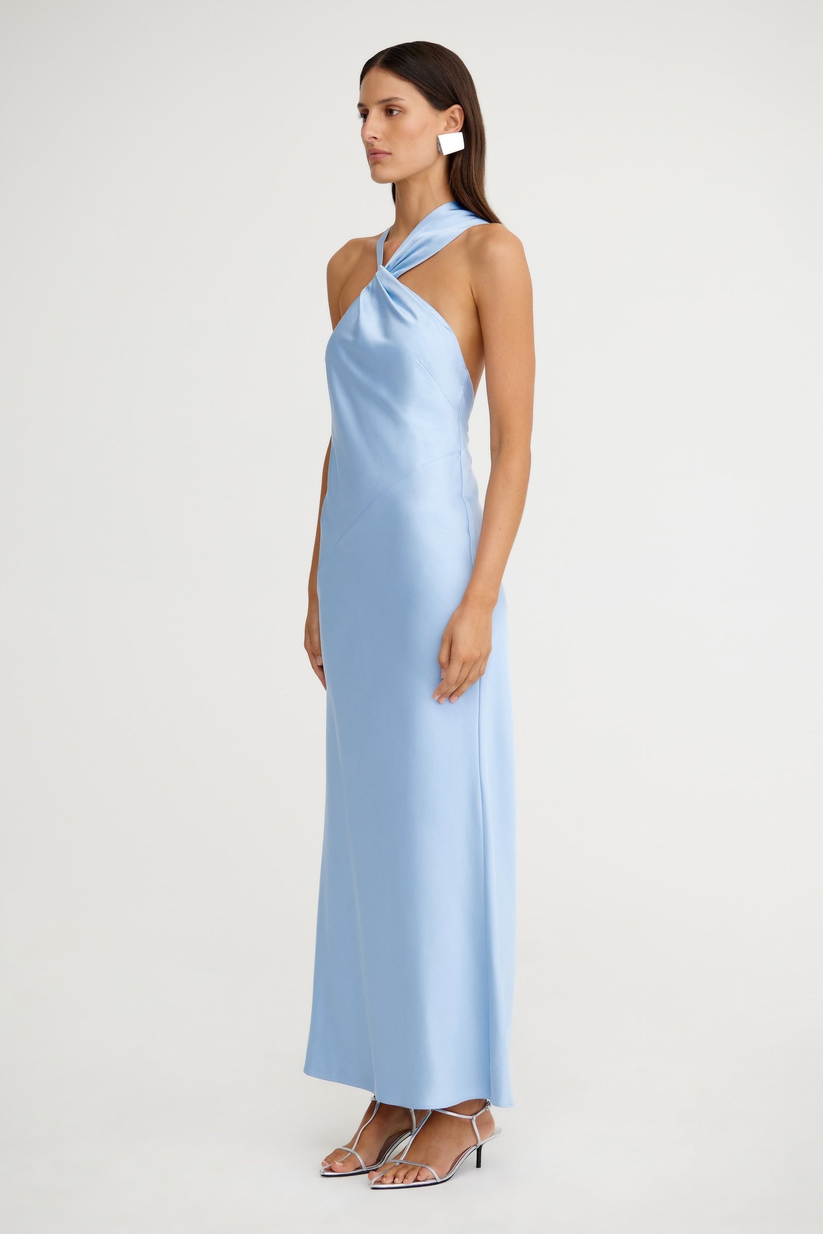 lucile sleeveless satin maxi dress significant other LUCILE DRAPED MAXI DRESS