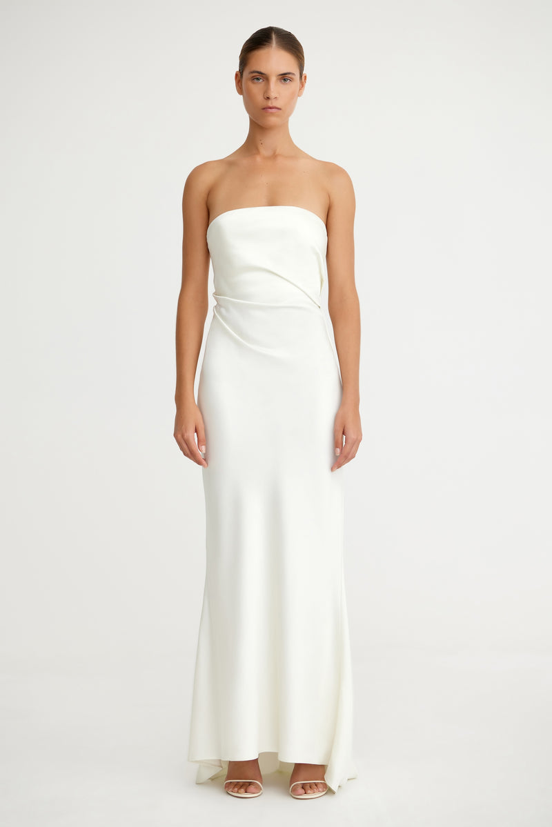 Lucile Strapless Gown in Bone White Lucile Strapless Gown in Bone White
