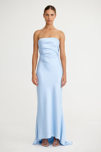 lucille strapless maxi dress SO ONLINE AU Lucile Satin Gown, Ice Blue, AU12 US8 Structured Dress - Hemp Its boned underbodice provides GIAAUGSALE25 Size:4 ½ D