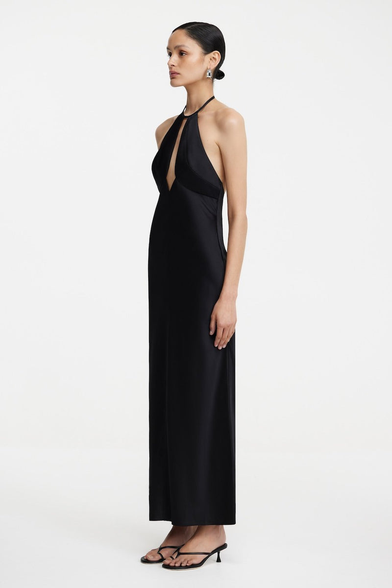 Becca Halter Dress by SO ONLINE AU, Black, AU8 US4, Viscose Polyester Lined Bodice Becca Halter Dress by SO ONLINE AU, Black, AU8 US4, Viscose Polyester Lined Bodice