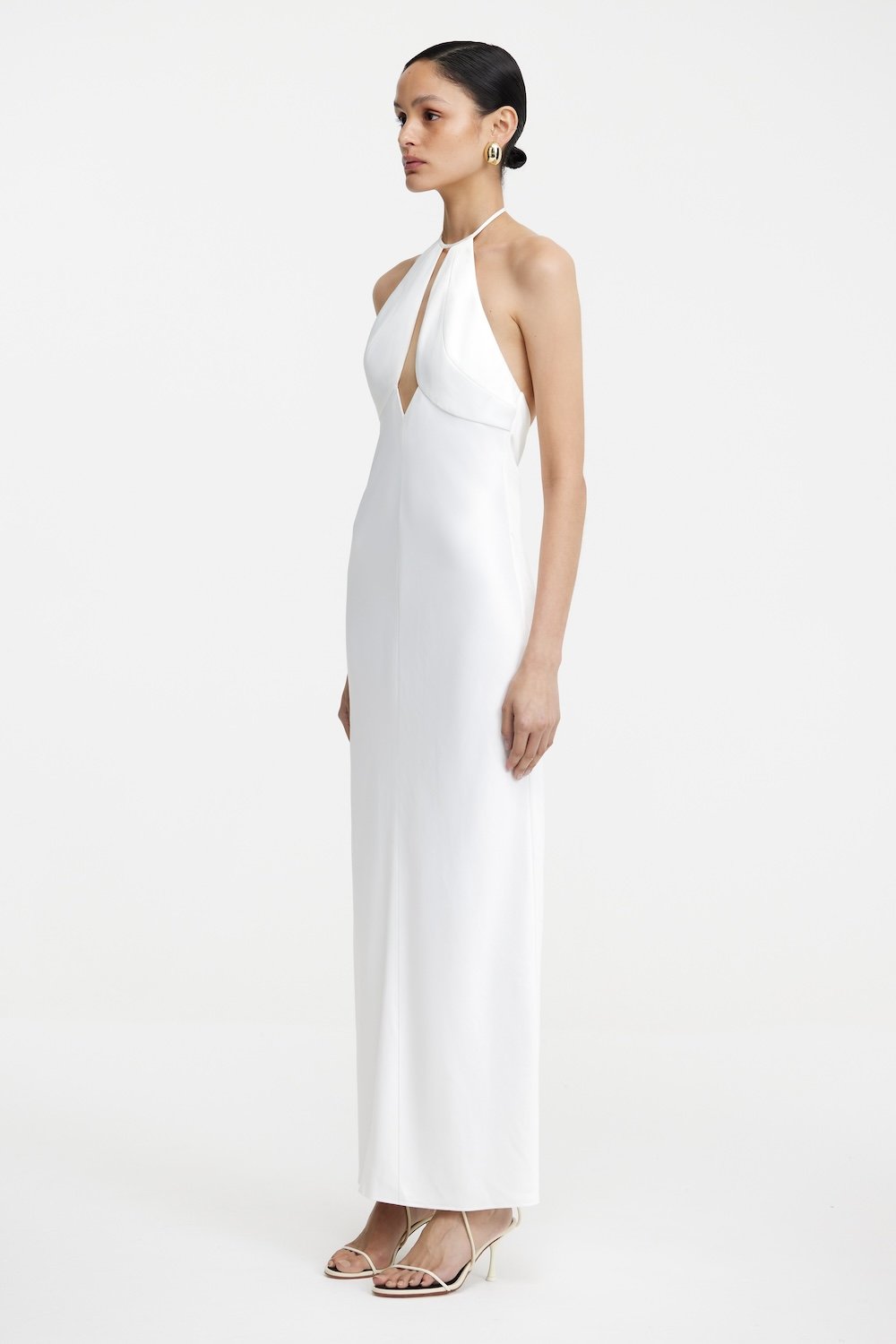 Becca Halter Dress for Women, Ivory, AU12 US8, Viscose Polyester Lining