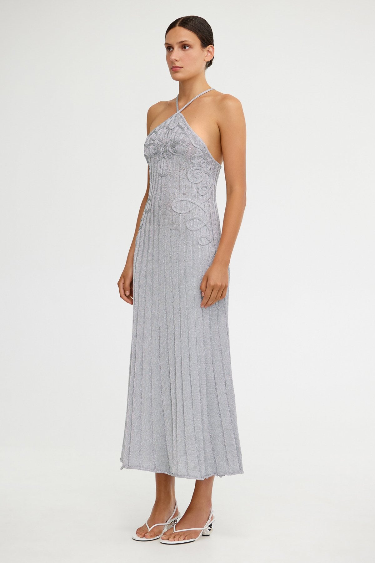 handcrafted silver midi dress NIAMH MIDI DRESS