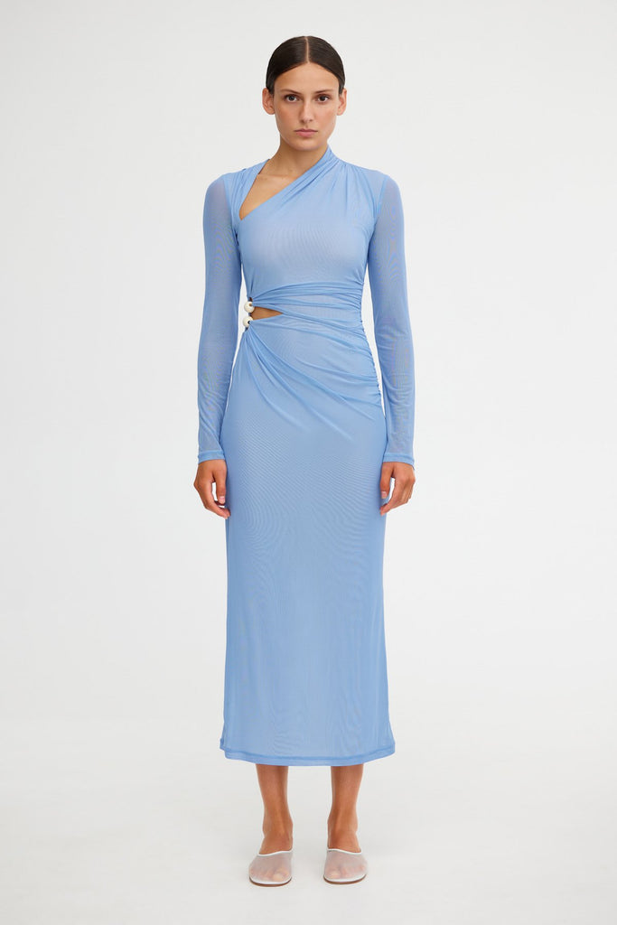 nina midi dress Nina Leonard Scoop-Neck Sleeveless Midi Dress - Blue