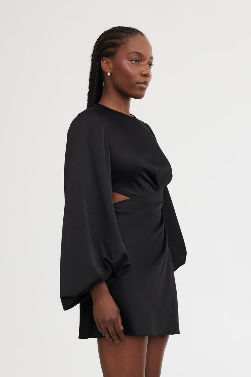 Rita One Sleeve mini Dress - Black