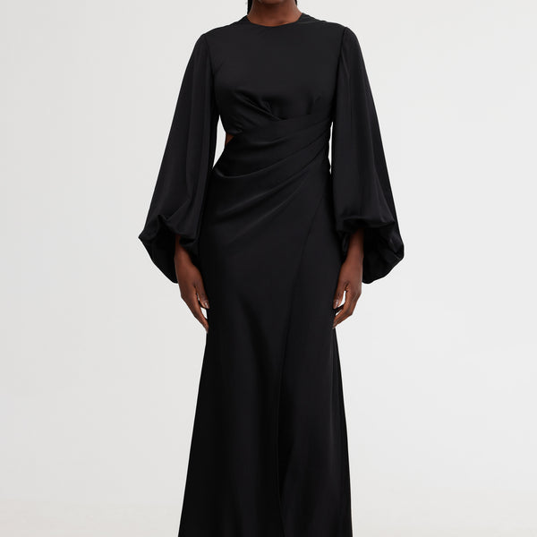 Black trumpet hotsell sleeve dress