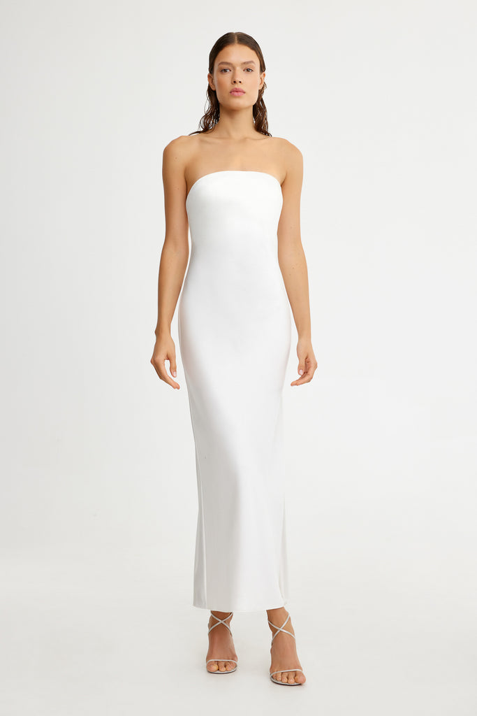 White strapless 2024 maxi dress