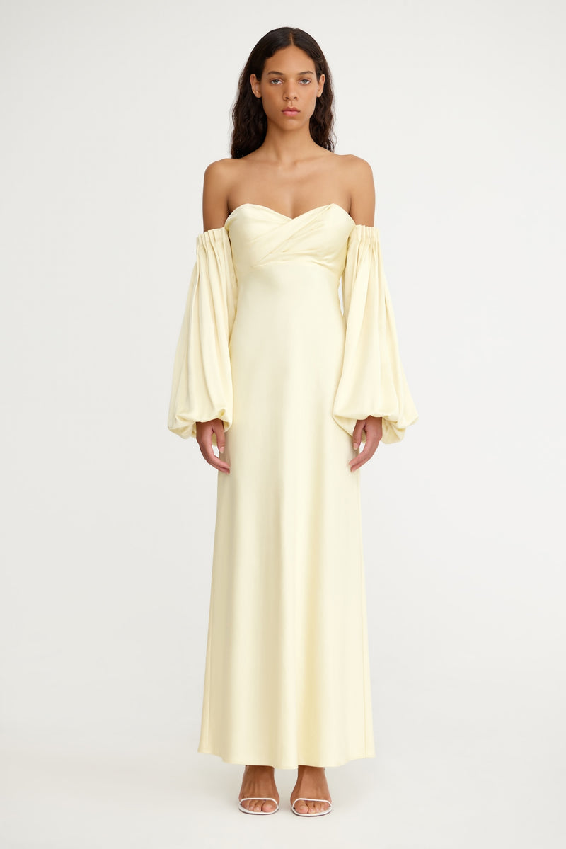 butter yellow off the shoulder dress ASOS Design - Twist Off The Shoulder Midi Dress - Women - Polyester/Spandex - 6 US