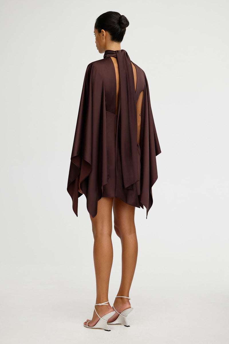 Adriana Long Sleeve Mini Dress for Women, Chocolate, AU8 US4, Polyester Viscose Rayon Adriana Long Sleeve Mini Dress for Women, Chocolate, AU8 US4, Polyester Viscose Rayon