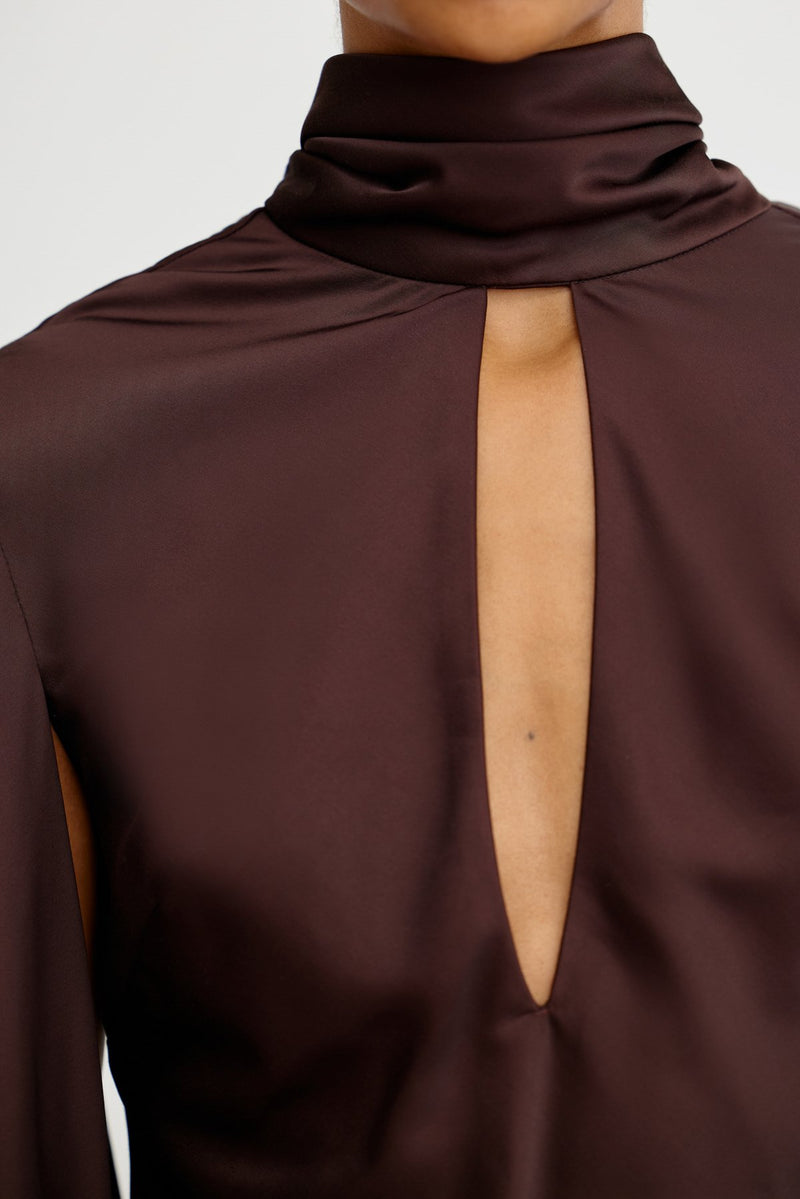 Adriana Long Sleeve Mini Dress for Women, Chocolate, AU8 US4, Polyester Viscose Rayon Adriana Long Sleeve Mini Dress for Women, Chocolate, AU8 US4, Polyester Viscose Rayon