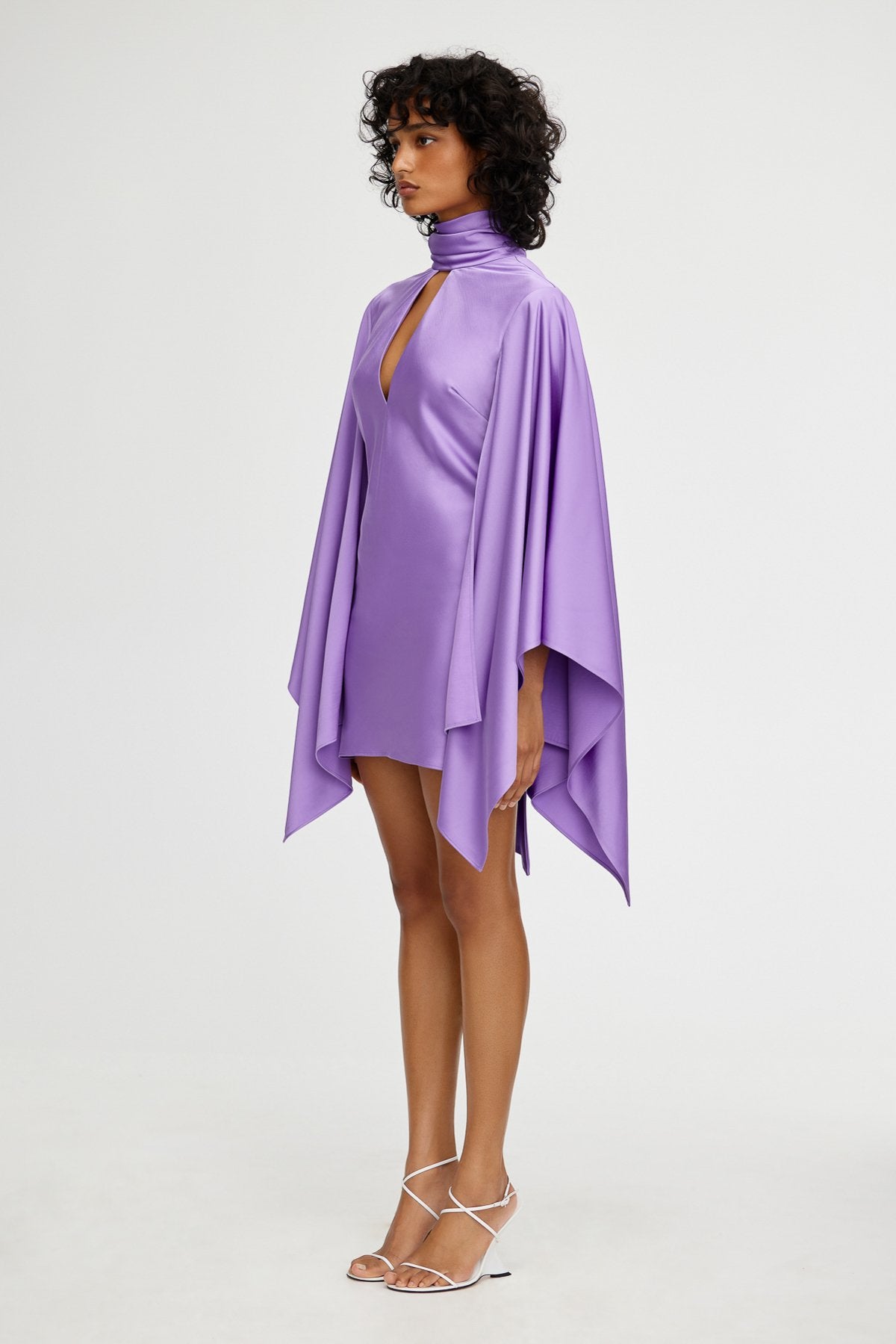 Adriana Long Sleeve Mini Dress for Women, Lilac, AU6 US2, Polyester Viscose Rayon
