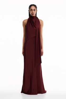 significant other adriana halter midi dress Adriana Halter Gown in Bordeaux Red